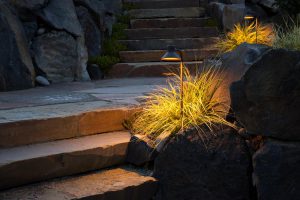 outdoor lighting adding beauty and safety to flagstone steps