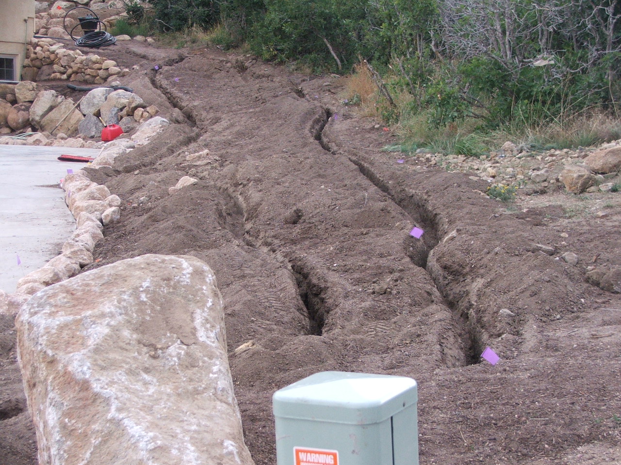 line trenches dug for new sprinkler system