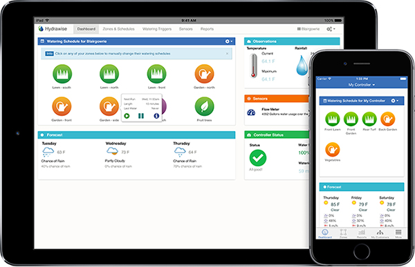 smart phone and tablet controlling sprinkler system